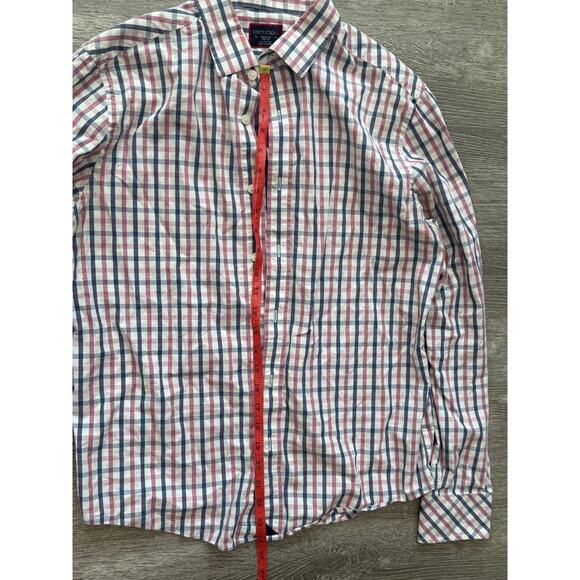 UNTUCKit Evans Slim Fit Men’s Medium Long Sleeve Button Up Red White Blue Plaid - Picture 6 of 6